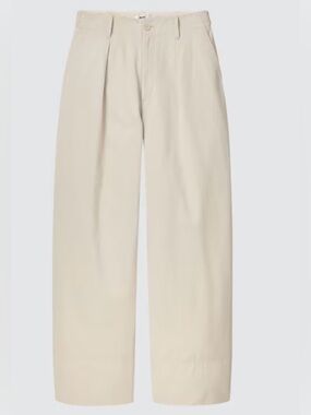 Uniqlo U Wide-Leg Cotton Twill Pants in Cream, W 25/ 63.5 cm